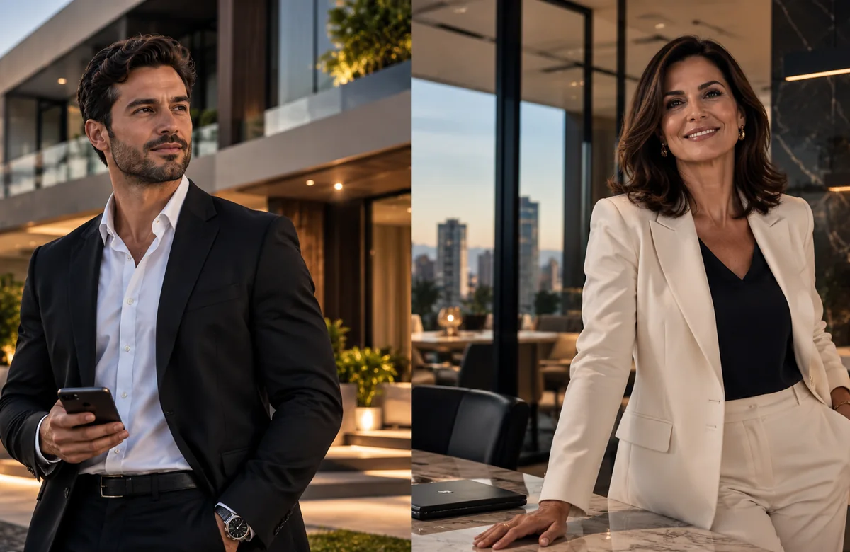 Retrato ilustrativo de profissional imobiliário
